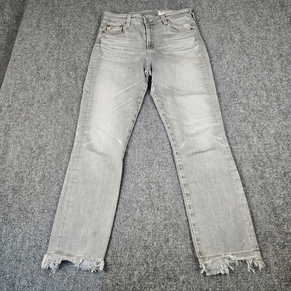 AG Adriano Goldschmied Mari‎ Crop High Rise Slim Straight Grey Jeans 28R CWS1A48